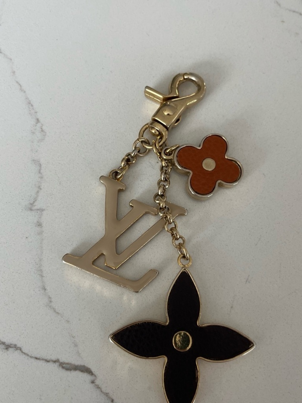 Designer-inspired Black and Brown Floral Logo Key Charm